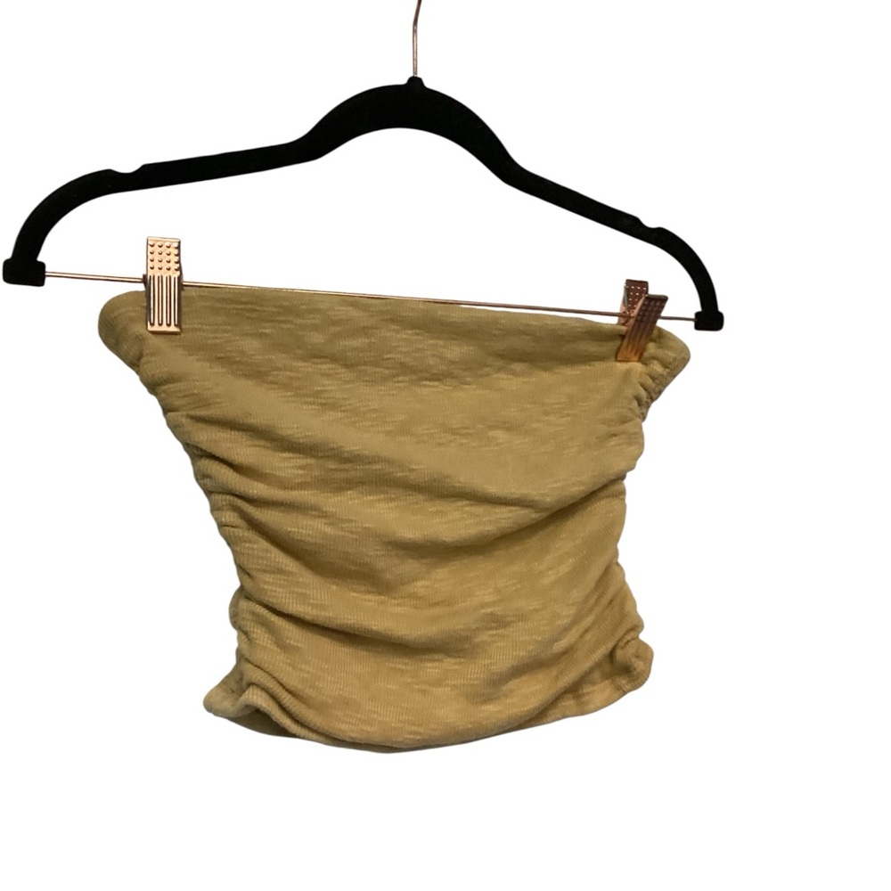 Free People Yellow Strapless Ruched Crop Top - Picture 3 of 5